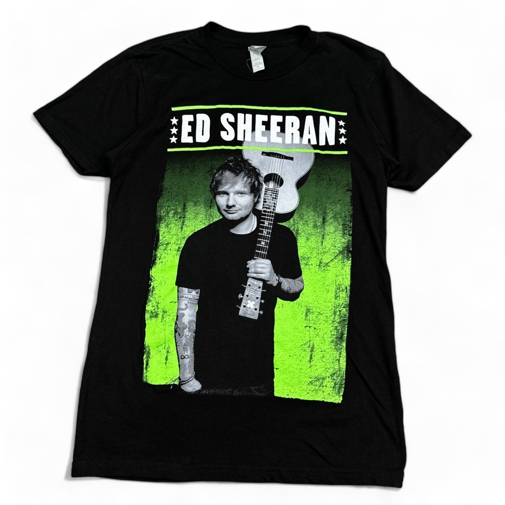 Ed‎ Sheeran Concert Tour T Shirt Adult Size Small Black Green Double Sided Band